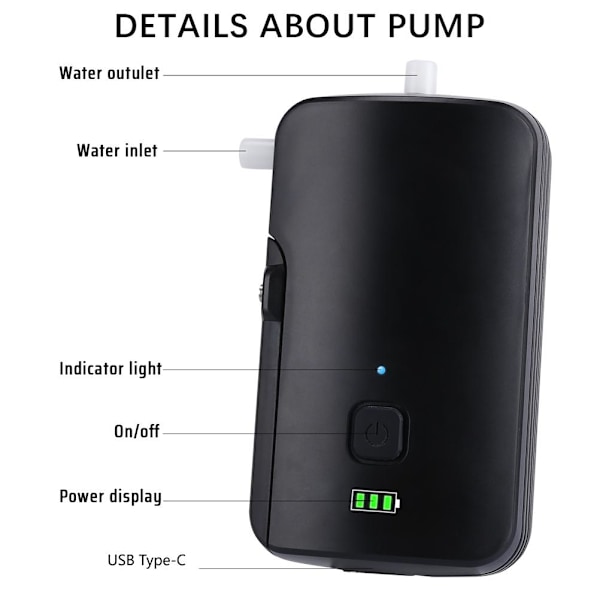 Bärbar dusch för camping Elektrisk duschpump 4400mAh USB uppladdningsbar utomhusdusch för camping vandring Backpacking Beach