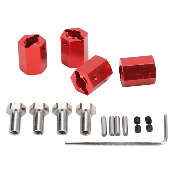 4Set 12mm Hex Nav 16mm Højde med Pins Aluminium Universal til 1/10 1/12 Fjernstyret Køretøjer Rød