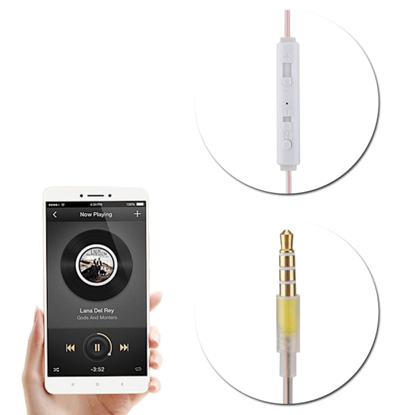 In ear Hörlurar Lufttub Säkerhet Hörsnäcka med Mikrofon för IOS för Android Transparent Enkel