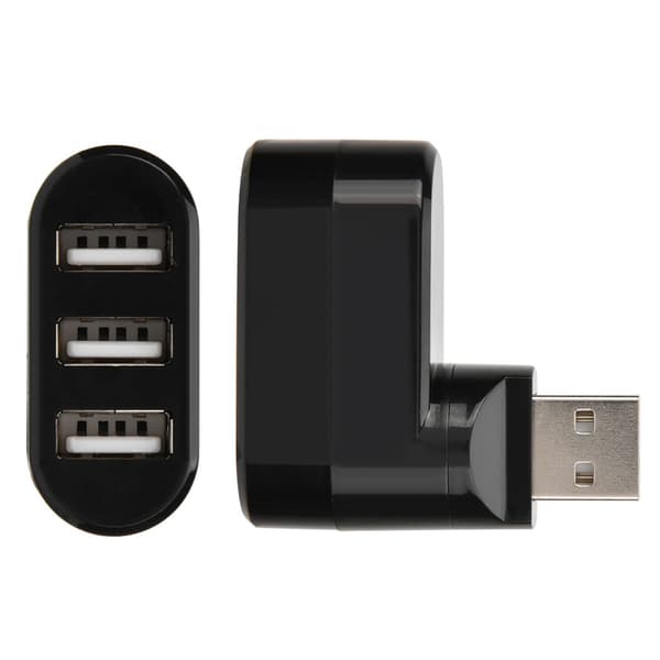 USB Hubs Porte USB 2.0 Mini Roterende Splitter Adapter Hub til PC Notebook Laptop Sort