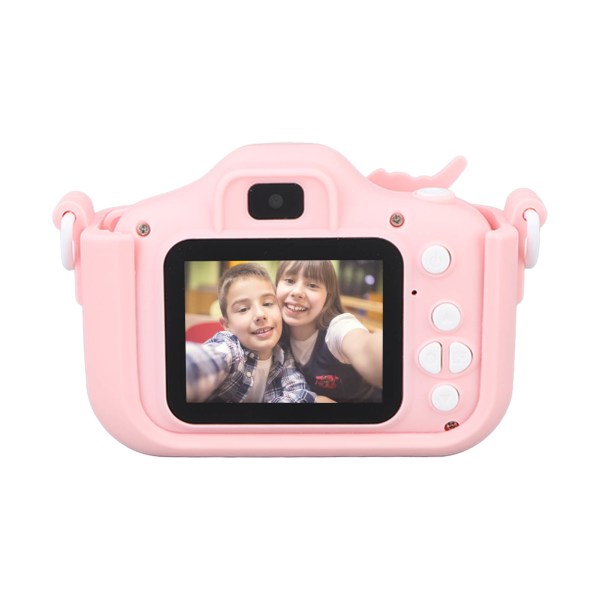 Lasten kamera, kaksoiskamera, 2,0 tuuman IPS-näyttö, 1080P videokamera lelu, jossa 32 Gt muistikortti, vaaleanpunainen
