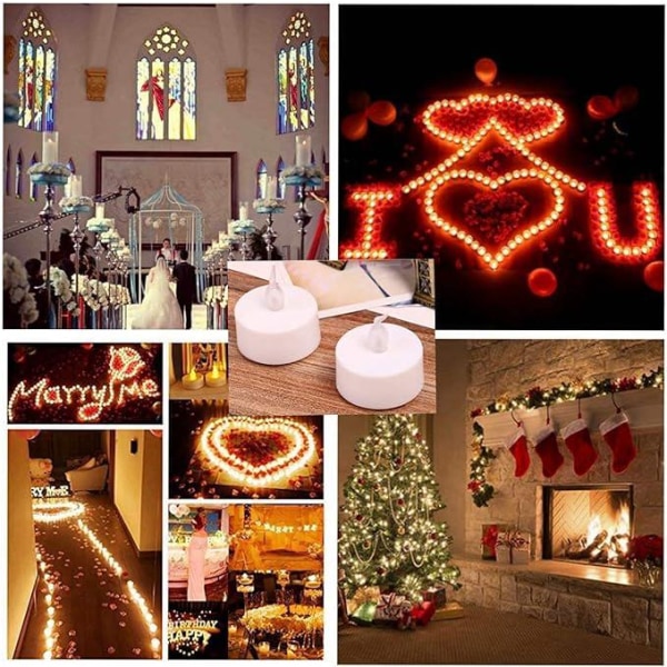 24 pakke flammeløse LED-lys, varmhvite, batteridrevet, lang levetid, bryllup, ferie, fest, hjemmeinnredning