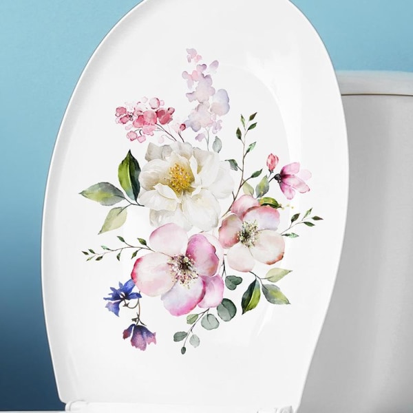 WC-tarrat, tuoreet kukat ja perhoset, seinäkoristeet, kylpyhuoneen itseliimautuvat tarrat