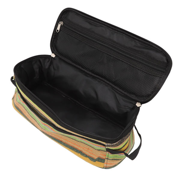 Camping Kokekar Holder Etnisk Stil Lerretet Multifunksjonell Grønn Stripe Designet Servise Oppbevaringspose for Utendørs Reise