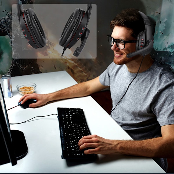 OVLENG Q7 Headset E-sport Hörlurar Röd Svart Spelhörlurar Trådbundna PU Läder Öronkuddar
