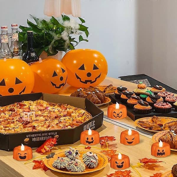 Halloween Pumpkin Flameless Lights with 6H Timer, 6 pcs