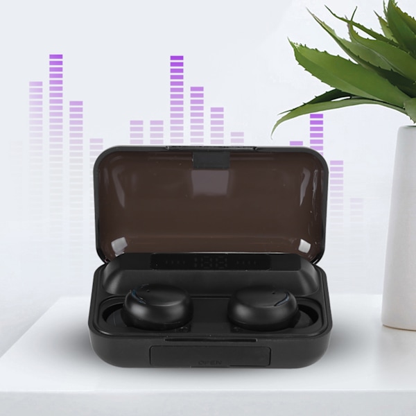 F9‑5 Trådlösa Bluetooth Hörlurar Touch Ljus Digital Display Stor Batterilåda Headset
