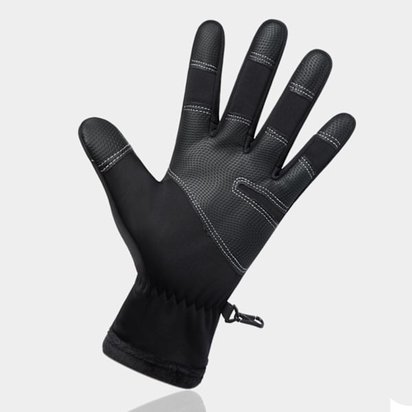 1 Par Vandtætte Vintervarme Handsker Vindtætte Touchscreen Termiske Handsker Mænd Kvinder Lynlåsede Fuldfinger Cykelhandsker M