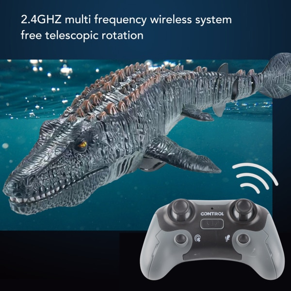 Kaukosäädin Mosasaurus Dinosaur Lelu - Realistinen langaton merihirviö lapsille (6+ vuotta) - Sisältää 3 paristoa