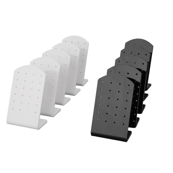 10 stk. 24 hullers øreringholder arrangør akryl L-formet ørestikker smykker display rack stand til piger kvinder sort og hvid