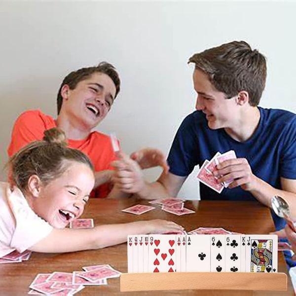 Buede spillekortholdere i tre - sett med 2 | Håndfri Poker Rack Organizer for Bridge | Ideelt spilltilbehør for barn, voksne og eldre