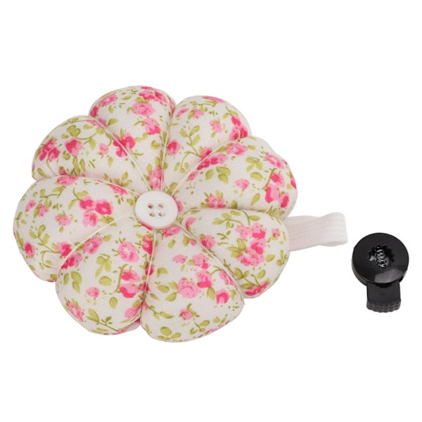 Nåldyna Pumpaform Söt Tecknad Utsökt Stark Fluffig Nålhållare med Elastiskt Armband Liten Blomma