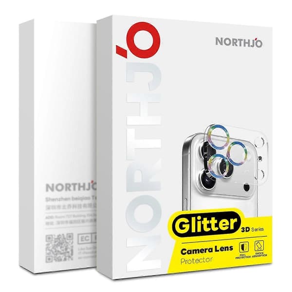 NORTHJO Camera Lens Protector for iPhone 17 Pro Max, Glitter Bling Circles, Tempered Glass HD Clear 3D