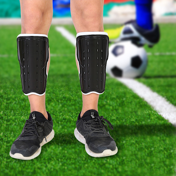 1 par barnfotboll benskydd Fotboll vadderade knäskydd Skyddsutrustning Ungdom (svart)