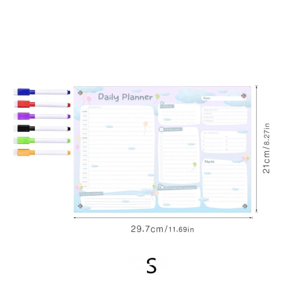Lilla uge magnetisk plan suge-notesblok (lille størrelse), med pen, gennemsigtig slettebar akryl besked wordpad, rådgivningsnotat