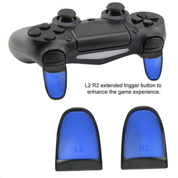 L2 R2 Forlængede Greb Blød Berøring Controller Forlængere Knapper Forlænger Aftrækker til PS4 (Blå)