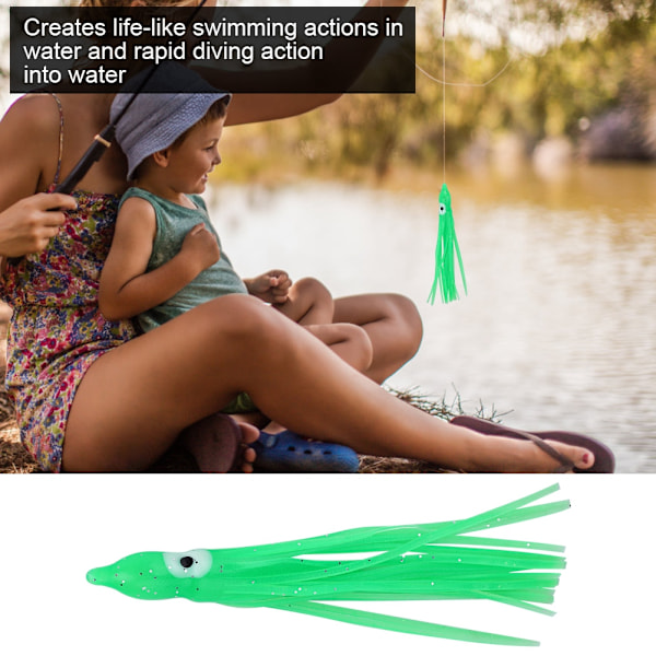 10st påse Ministorlek bläckfisk Form Fiskebete Lure Fiskeredskap Verktyg Luminous Green