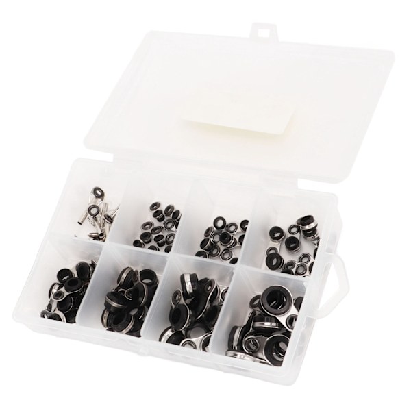 80 st. Fiskeguide Ring Set Rostfritt Stål Keramik 8 Olika Storlekar Guide Rings för Alla Fiske Spön