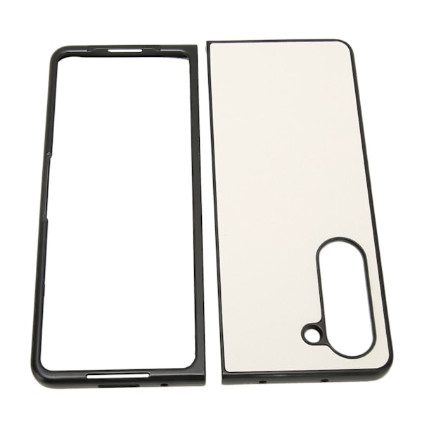 Kokoontaitettava näytön puhelinkotelo synteettistä nahkaa, suojaava kokoontaitettava puhelinkotelo Samsung Galaxy Z Fold 5:lle, kaksivärinen litsikuvio, valkoinen