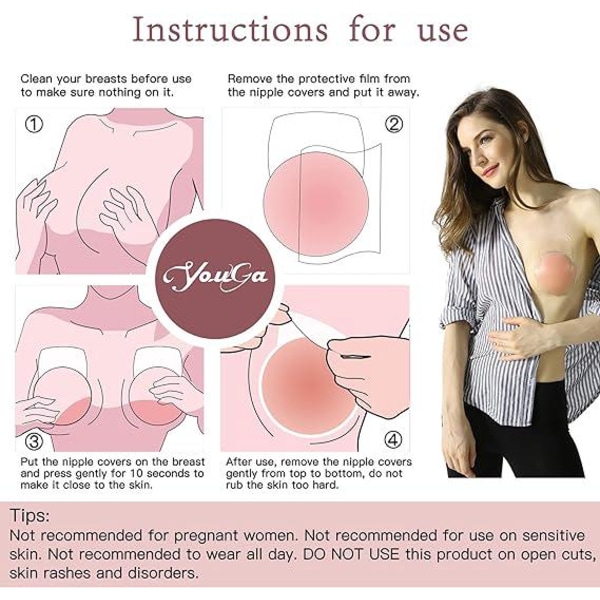 2 bröstimplantat i silikon för kvinnor bröstlyft (kronblad + rund) - osynligt bröstplåster med dragsko