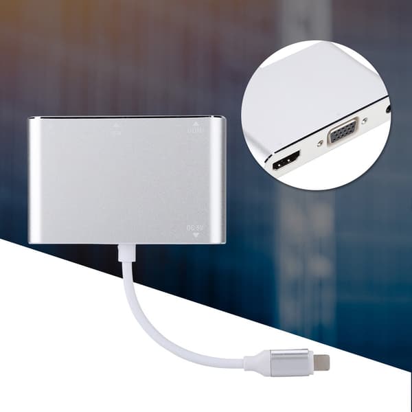 Lightning til HDMI+VGA+Audio HUB Adapter Converter For iPhone5/5S 6/6S 6plus 6splus 7/ipad4/ipad