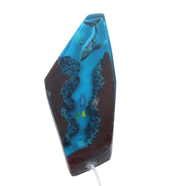Epoxy Resin Træ Lys Lampe Stor Dykker og Pukkelhval Led Lys Natlys til DIY Bord Kunsthåndværk Fest Bryllup Bordlampe