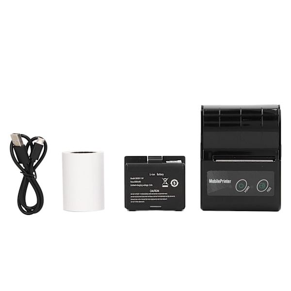 Bluetooth Kvitteringsprinter Smartphone Kontrol 200dpi Termisk Labelprinter Kvitteringsprinter med 1 Rulle Printerpapir