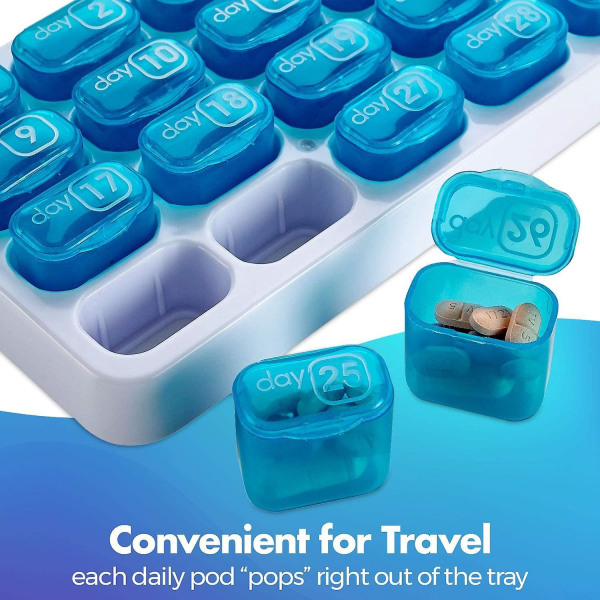 2-pack 31-dagers pilleboksorganisator for daglige piller, bærbar og reisevennlig