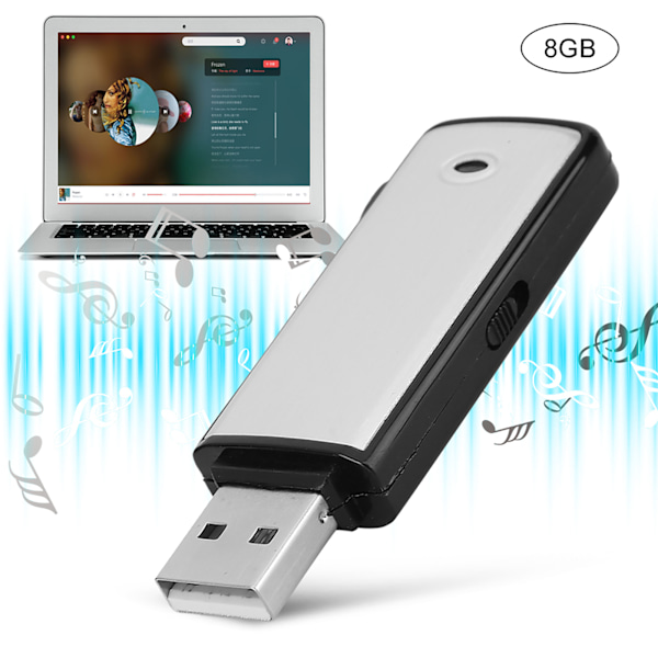 X09 USB-minne Inspelningspenna Lagringsbar Spelbar MP3 Dubbel Funktion Röstinspelare 8GB