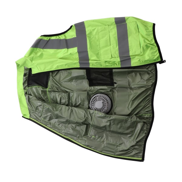 Cool Vest Sommar Kylande Fläkt Väst Luftkonditionerad Reflekterande Stripe Laddningsbar Arbetskläder 5V Fluorescerande Grön XXXL