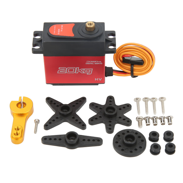 20KG RC Digitaalinen Servo 180 Asteen Kierto Nopea Metallivaihteinen Servo RC-autolle Robottilaivalle Manipulaattorille Punainen