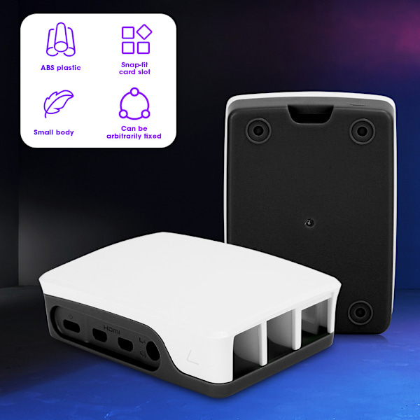 ABS Kabinet Sort Hvid Passer til Raspberry Pi 4B Beskyttende Skal Sort Hvid
