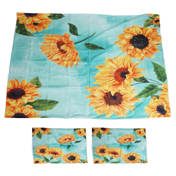 Polyesterfiber Quilt Cover Blommönster Tryckt Örngott Påslakan Set för Hem Sovrum 220x240cm / 86.6x94.5in