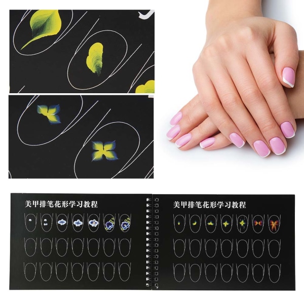 Nail Art -harjoitusmalli Oppimispaperi Kirja Manikyyri Piirustus Maalaus Harjoituskirjat 01#