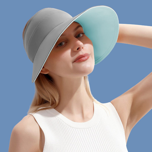 Kvinders Solhat Bred Skygge Tom Topp UV-beskyttelse Strandhat Foldbar Solhat Hestehale til Sommer Udendørs Strandtennis