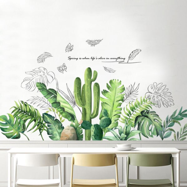 2 STK Wall Stickers Green Foliage Wall Stickers Veggdekaler for soverom Stue Vegg TV
