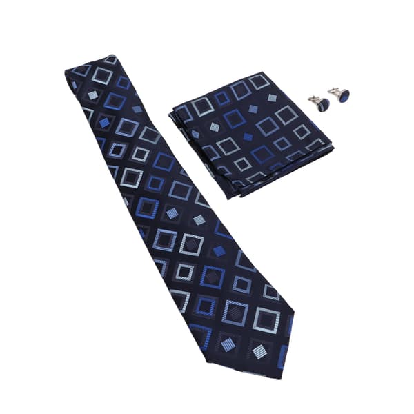 Herr Slips Set Näsduk Manschettknappar Polyester Silke Hållbar Slitstark Affär Fritid Stil Herrslipsar