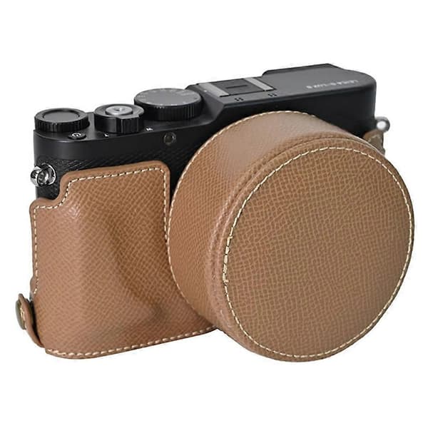 For Leica D-Lux 8 Camera Case PU Leather Protective Cover with Lens Cap - Khaki
