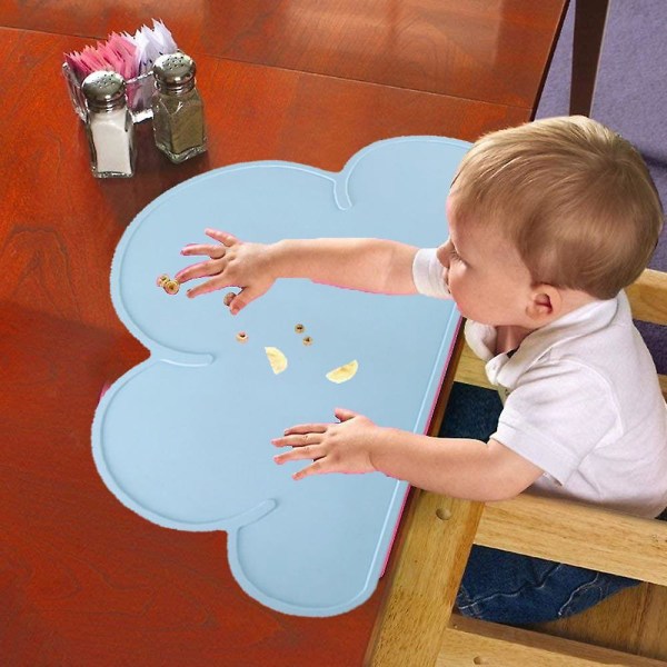 Silikoninen pilvipöytämatto lapsille Liukumaton matto Kannettava ruokamatto liukumaton eristysmatto (sininen)