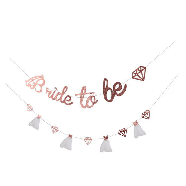 Bröllopsdusch Banner Guld Glitter Papper Glänsande Charmig Bröllopsdusch Skylt Papper Mesh Bride to Be Banner för Bröllopsdusch Roséguld