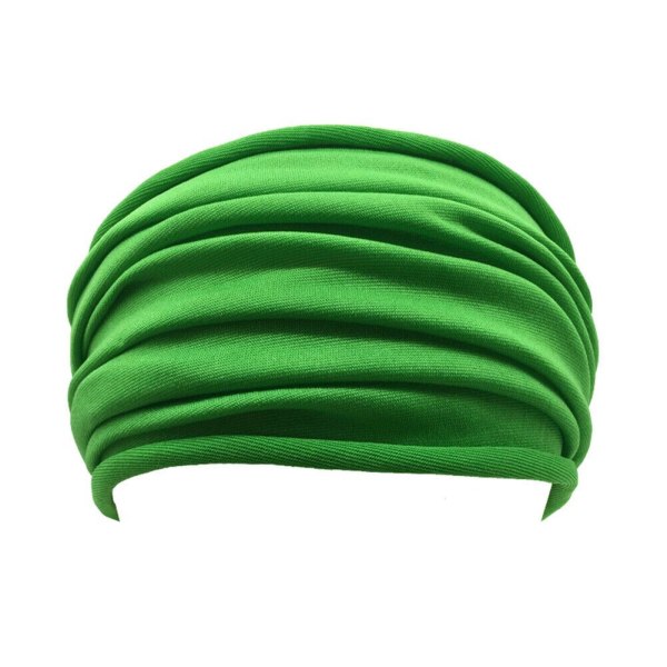 Elastiskt pannband för kvinnor Mjukt stretchigt brett pannband Yogapannband Turban Grön