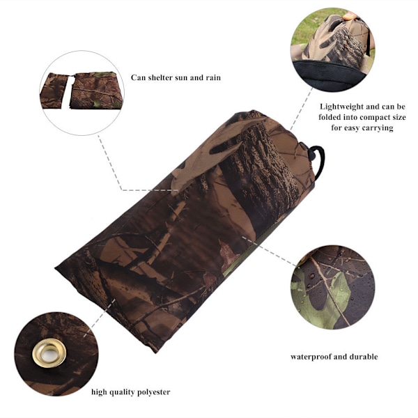 Vandtæt Army Camo Telt Presenning Lagen Baldakin Markise Regnslag (2 x 2m)