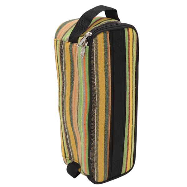 Camping Kokekar Holder Etnisk Stil Lerretet Multifunksjonell Grønn Stripe Designet Servise Oppbevaringspose for Utendørs Reise