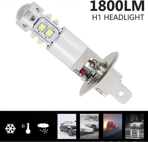 2 stk H1 LED-frontlyspærer Superlyse 6000K Hvite LED-tåkelyspærer Frontlys