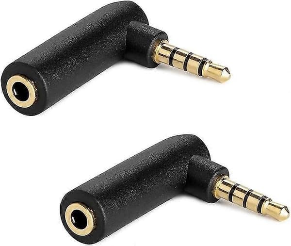 Hovedtelefonadapter 90 graders hovedtelefonstikadapter 3,5 mm han (sort) (2 stk.)