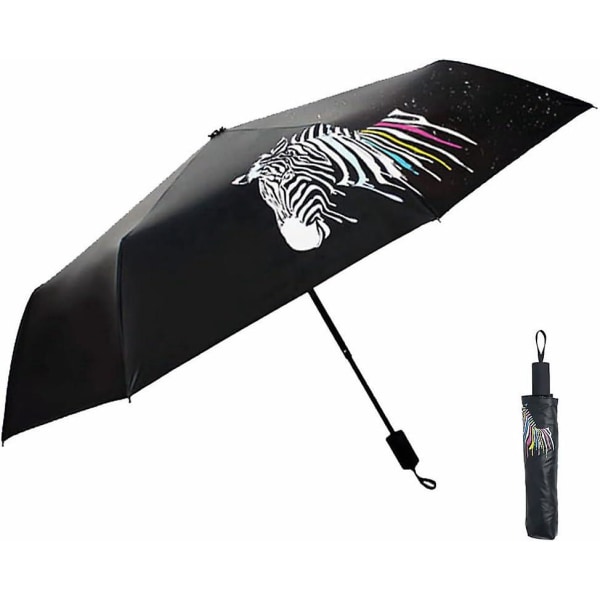 Automaattinen kolminkertainen taittuva tuulenpitävä maailmankartan sateenvarjo, jossa on vedenväriä vaihtava muotoilu ja seeprakuvio
