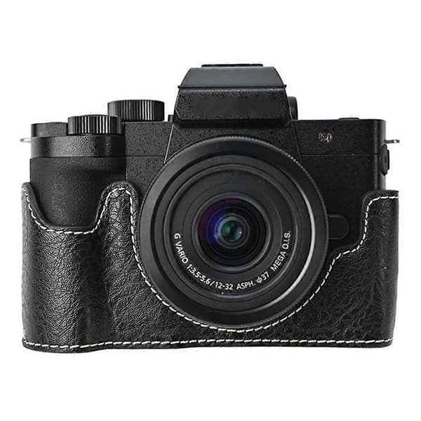 For Panasonic Lumix G100K Camera Bag with Shoulder Strap Large Cutout Litchi Texture PU Protective