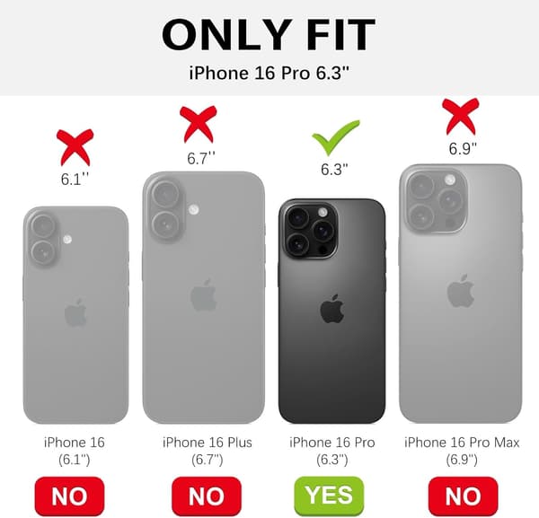 iPhone 16 Pro Deksel, Justerbart Ringstativ Full Kamerabeskyttelse Fallbeskyttende Støtsikkert Deksel, Svart
