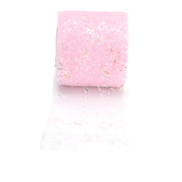 Tyllstoff 25 yards 6 cm polyestermateriale Lett bærbar tyllruller for dekorasjon av klær Lys rosa