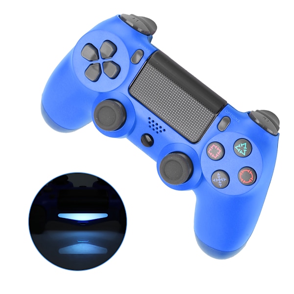 Plastik ABS V2 Program Intelligent Trådløs Bluetooth Gamepad Spilcontroller med Hovedtelefonhul til PS4 Blå